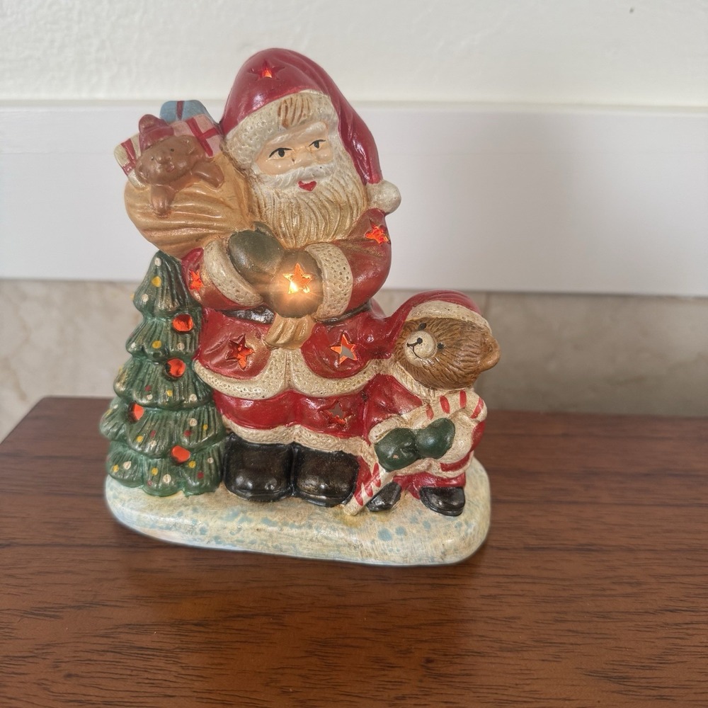 Santa Decoration Ceramic Vintage Christmas Village Colorful